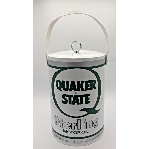 Vintage Quaker State Ice Bucket Chest Sterling Motor Oil Can Cooler 11” Decor - Picture 1 of 15